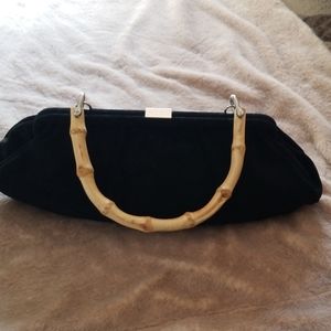 Banana Republic black suede bag with bamboo handle